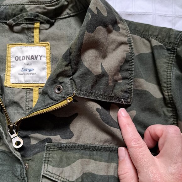 GUC Old Navy L green camouflage army jacket cargo utility chore camo - Picture 13 of 16
